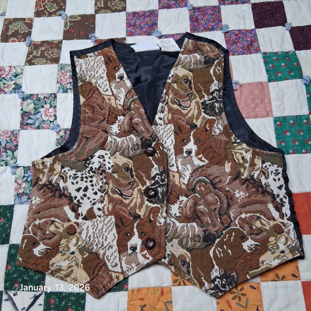 Vintage In Design Dog Tapestry Suit Vest Youth Size‎ 10